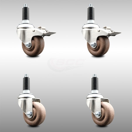 Service Caster 3.5 Inch 316SS High Temp Glass Filled Nylon 1 Inch Stem Caster Brake, 2PK SCC-SS316TTLEX20S3514-GFNSHT-2-S-2-1